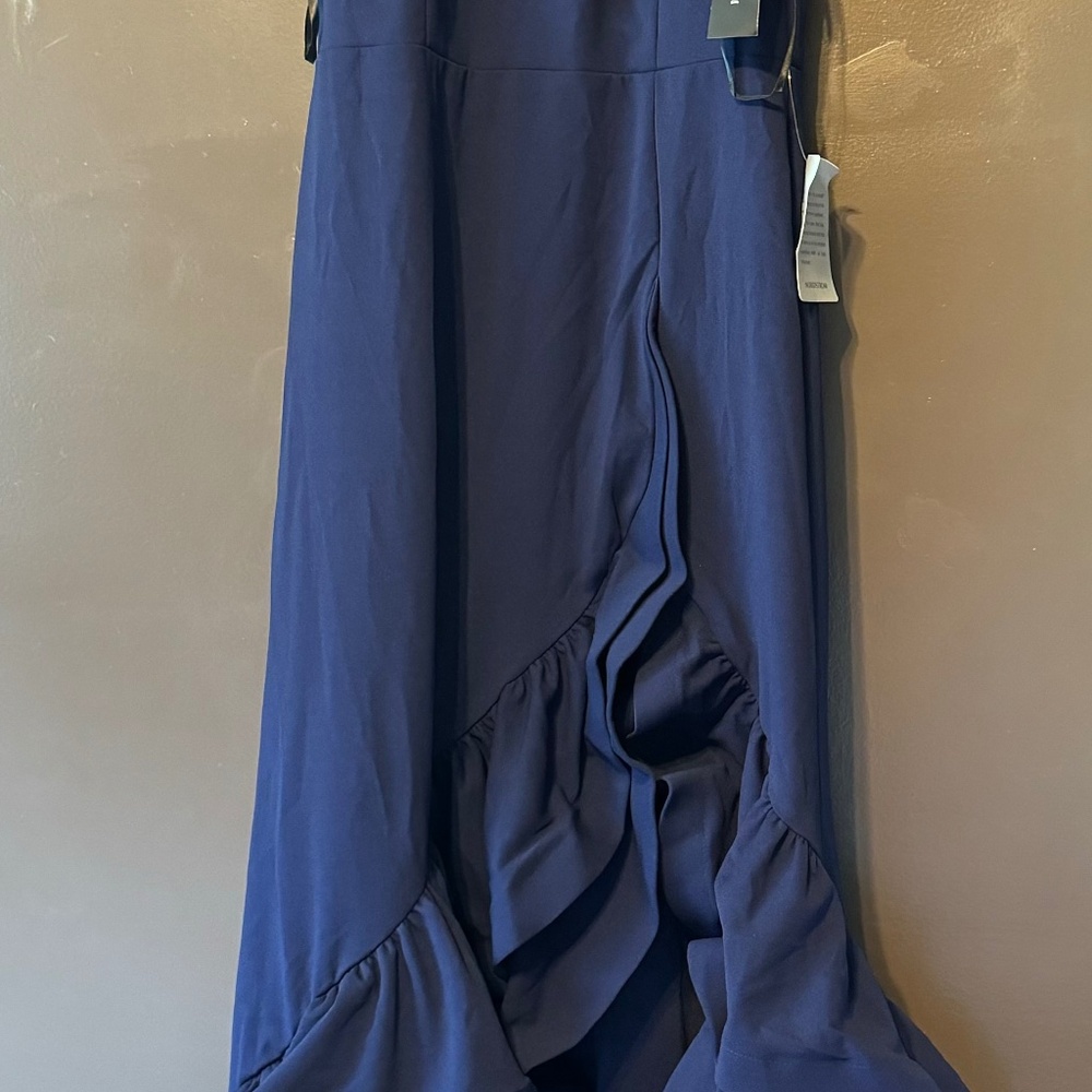 Betsy & Adam Ruffled High-Low Gown